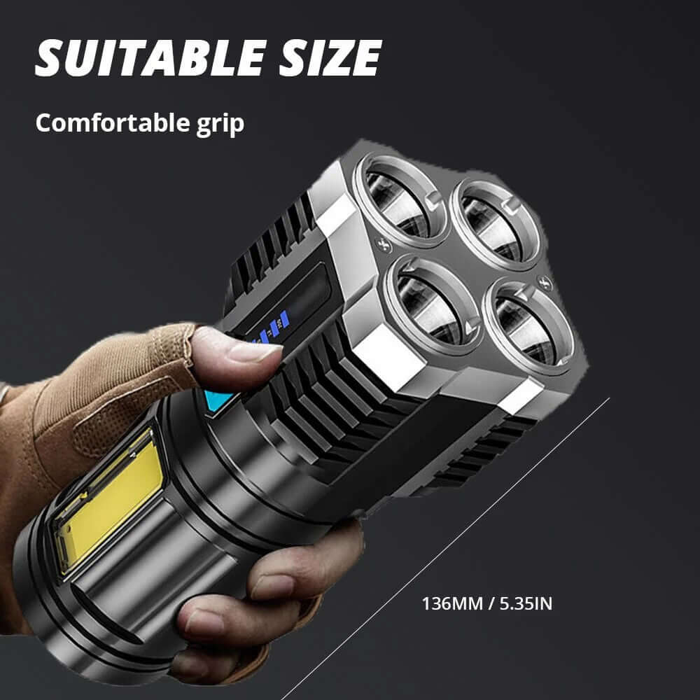 Waterproof Rechargeable Flashlight with COB Light