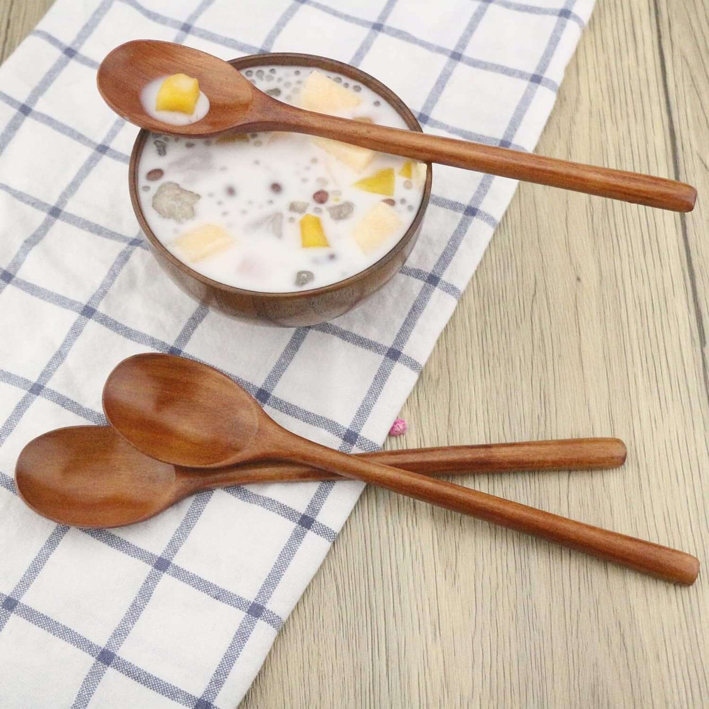 6 - Piece Wooden Soup Spoons with Long Handles