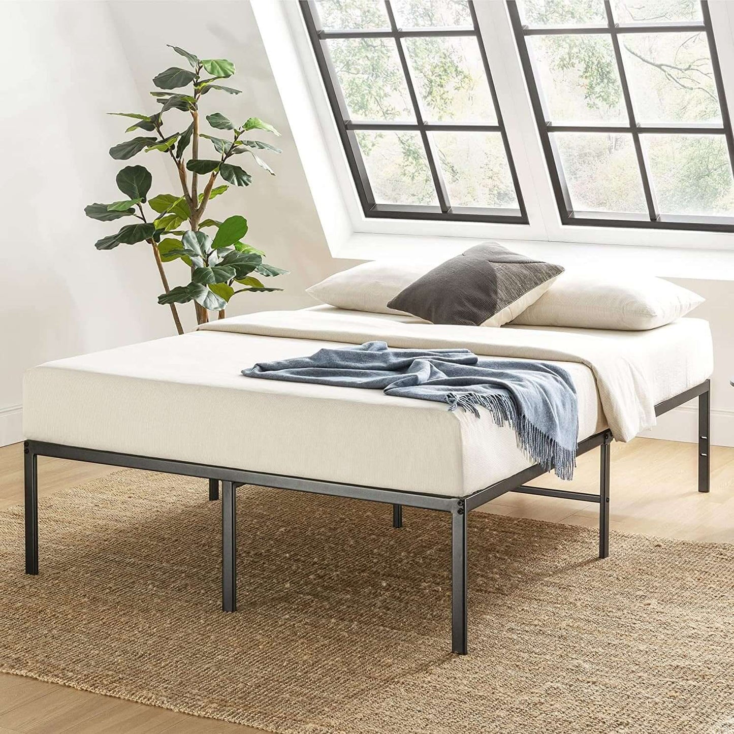 Sturdy Metal Platform Bed with Heavy - Duty Steel Slats