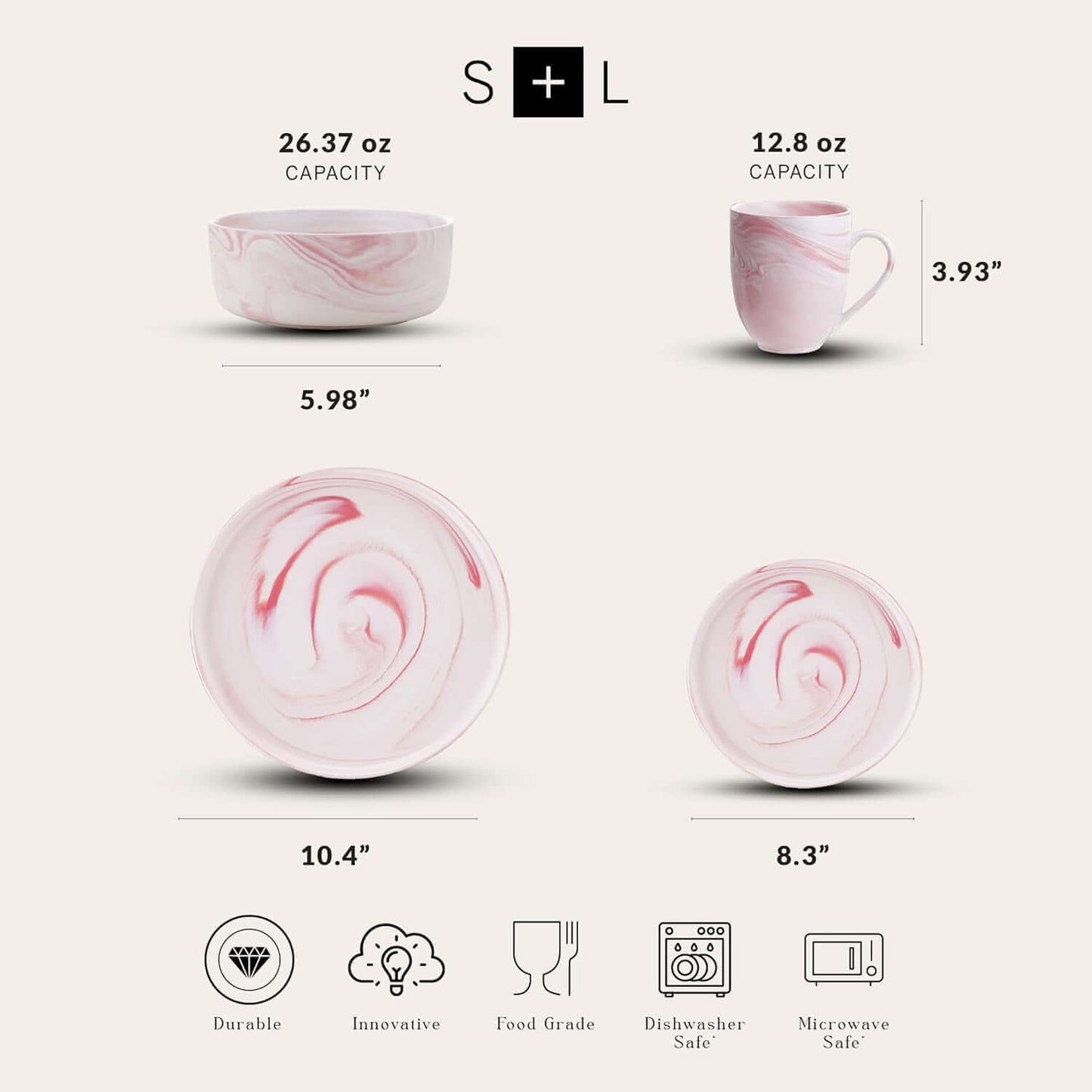 Elegant Pink Porcelain Dinnerware Set