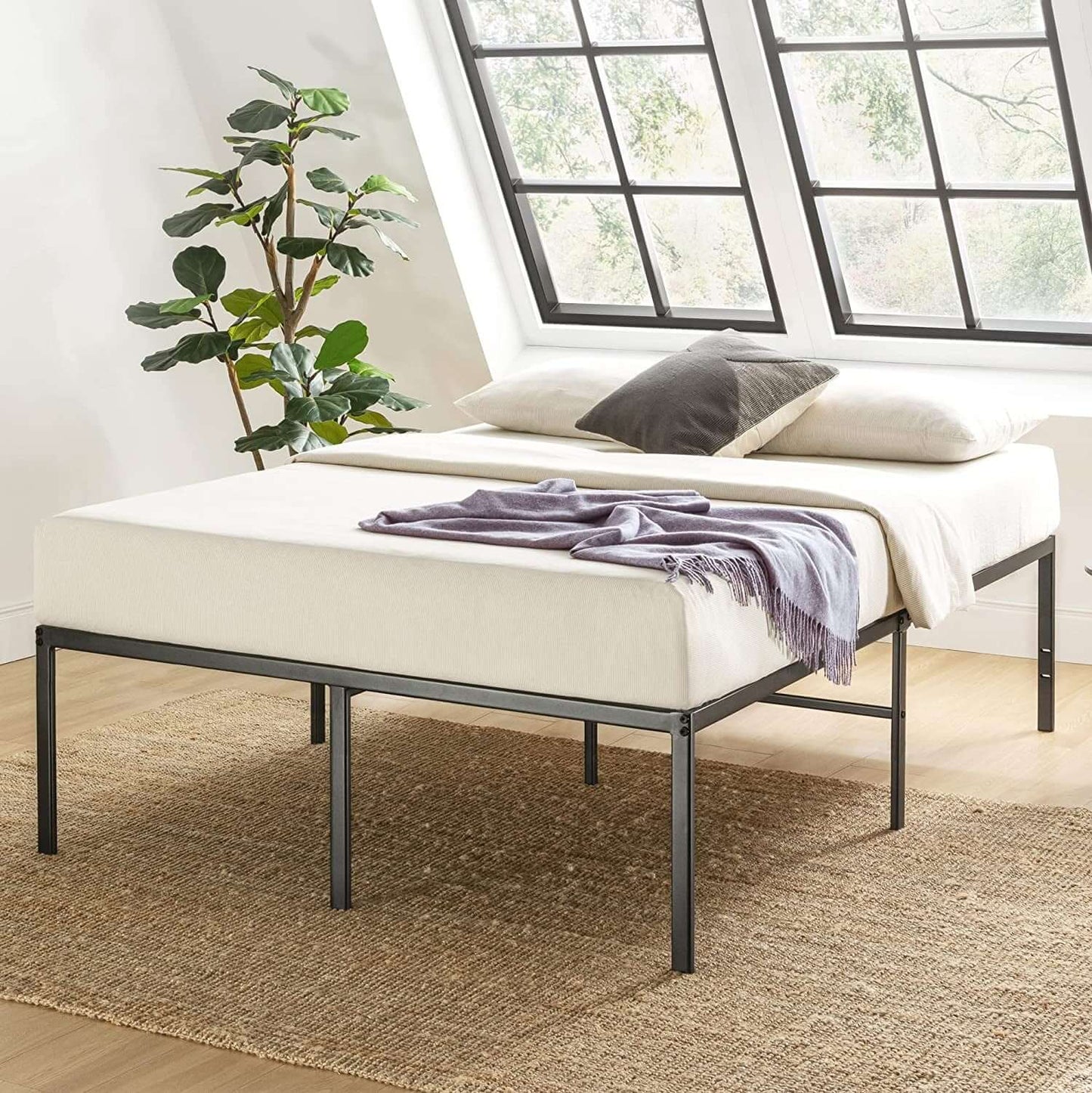 Sturdy Metal Platform Bed with Heavy - Duty Steel Slats