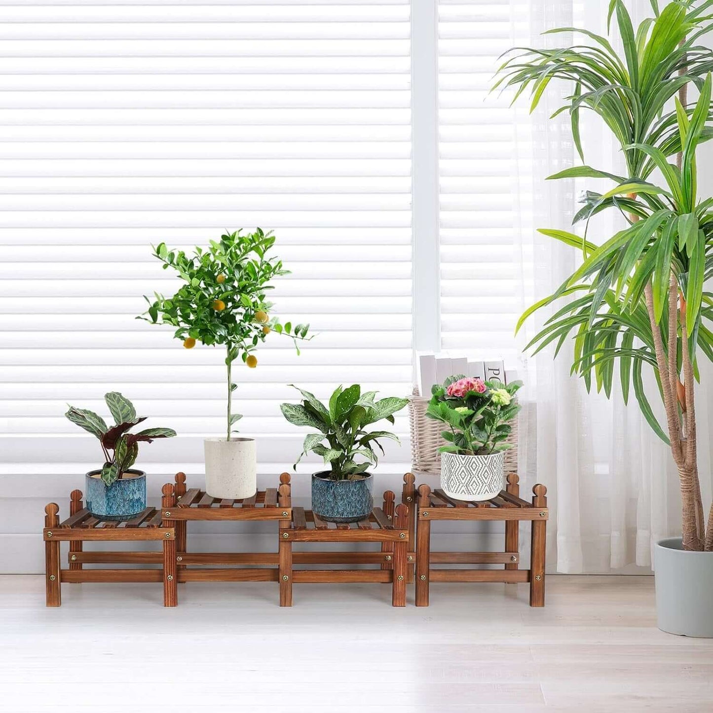 Wooden Plant Stand with 4 Tiers