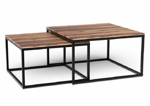 Nesting Coffee Tables in Natural Wood, Square, Set of 2