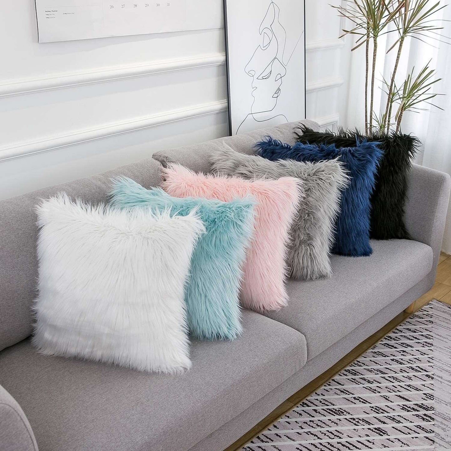 Set of 2 Fluffy Pillow Covers