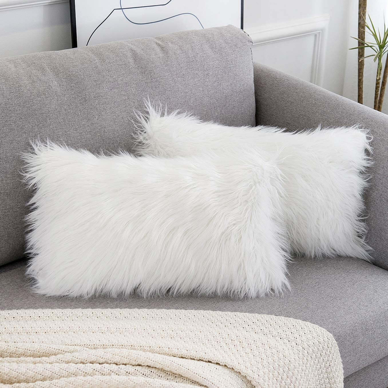 Set of 2 Fluffy Pillow Covers