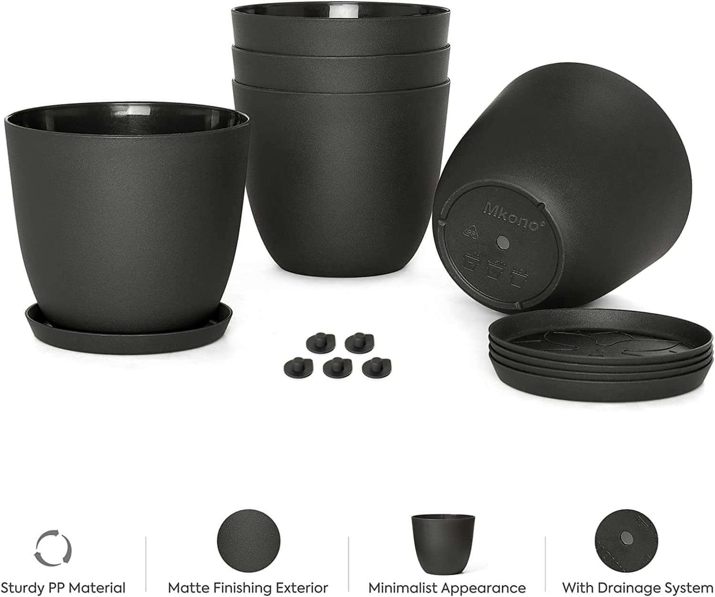 5 - Piece Plastic Planter Set