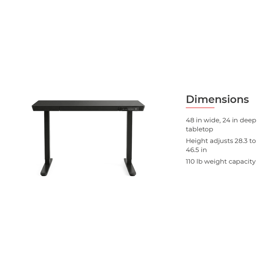 48 Inch Glass Electric Standing Desk With USB Charging