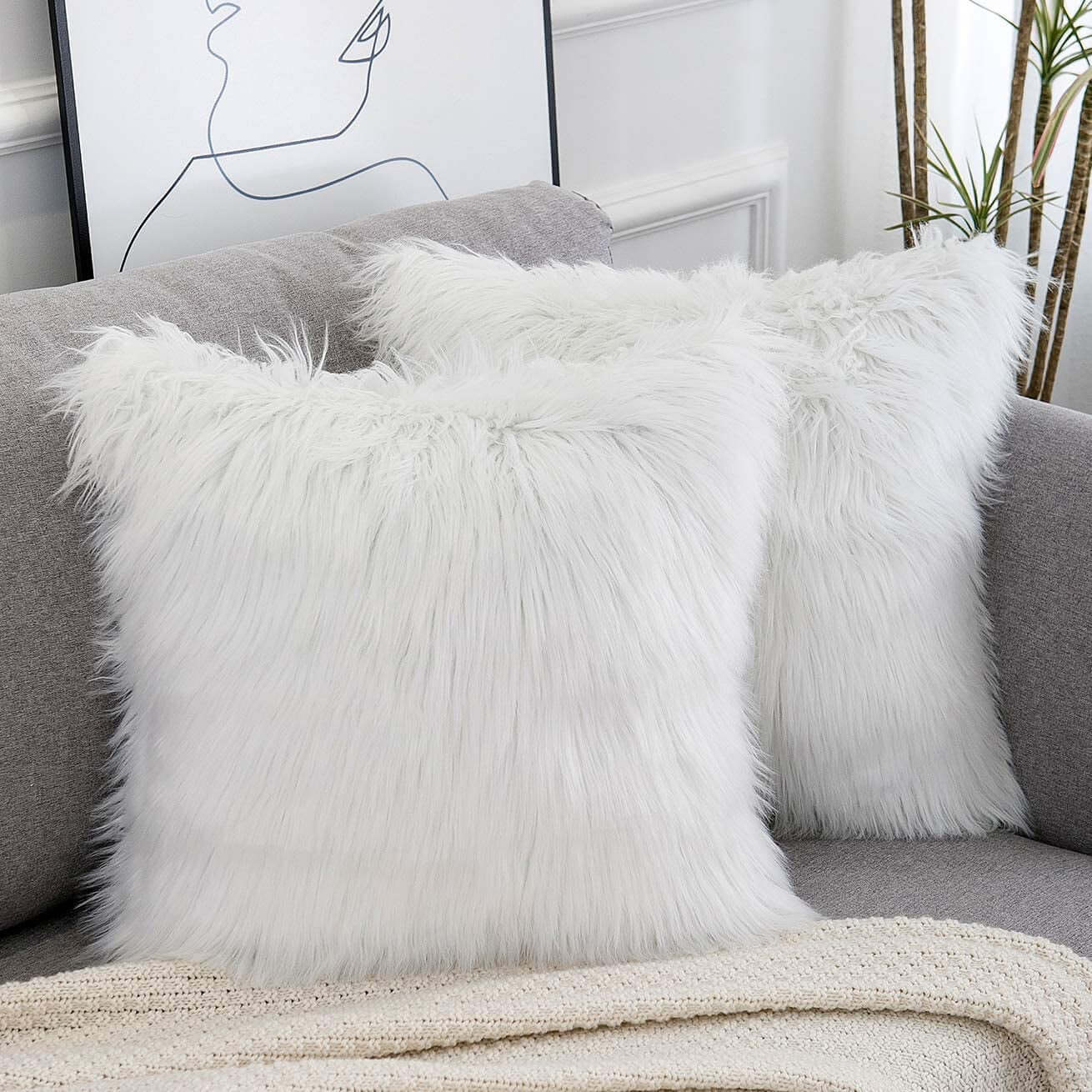 Set of 2 Fluffy Pillow Covers