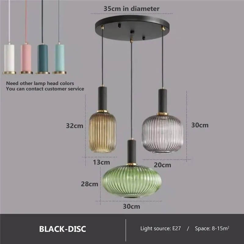Vintage - Inspired Colorful Glass Pendant Lamp