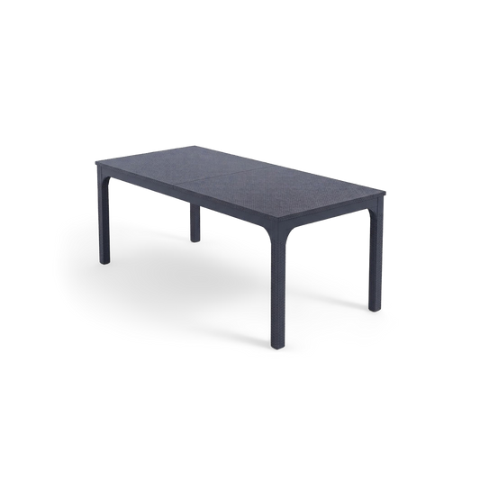78-inch black rectangle dining table detail, reinforced metal legs