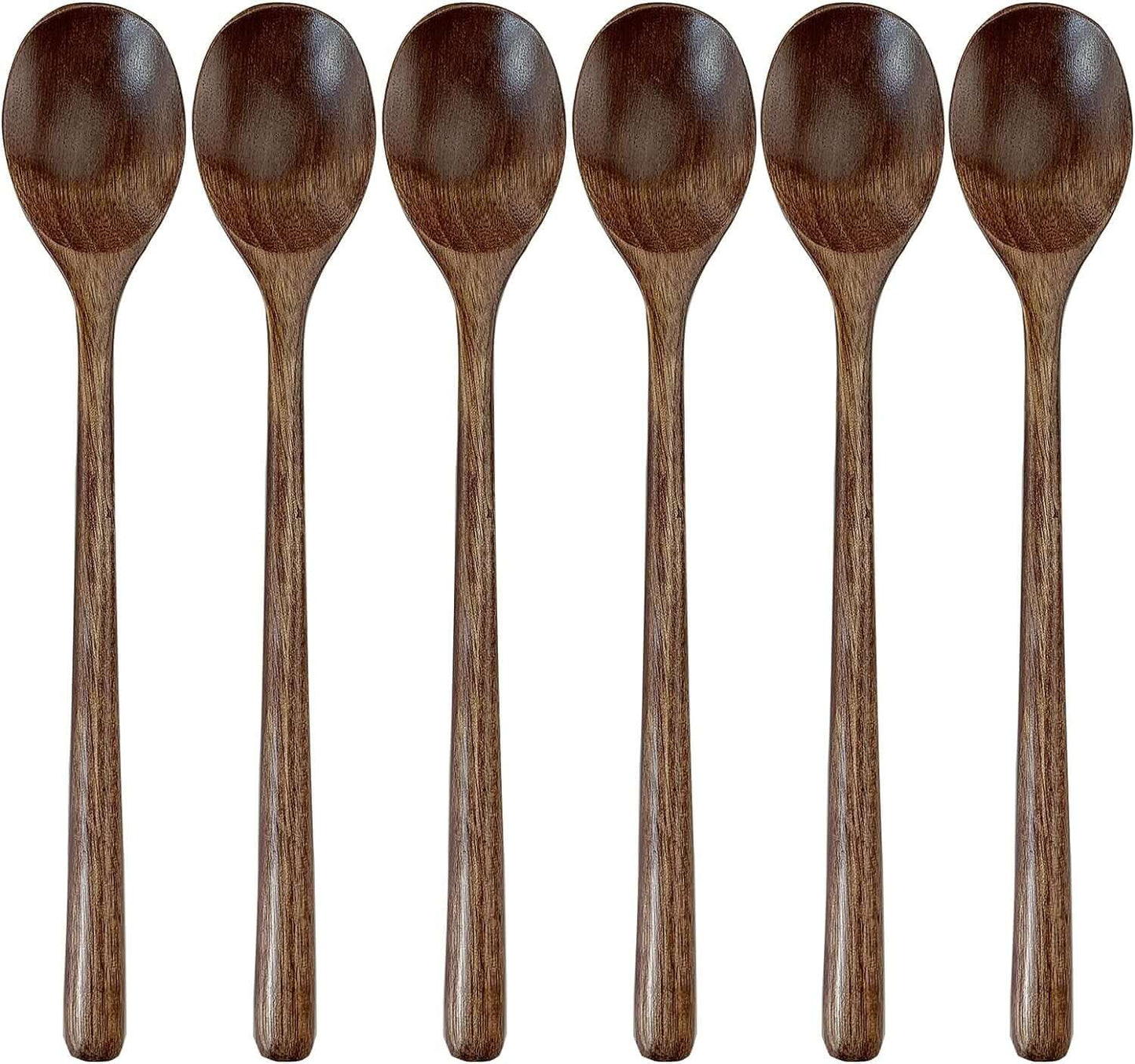 6 - Piece Wooden Soup Spoons with Long Handles