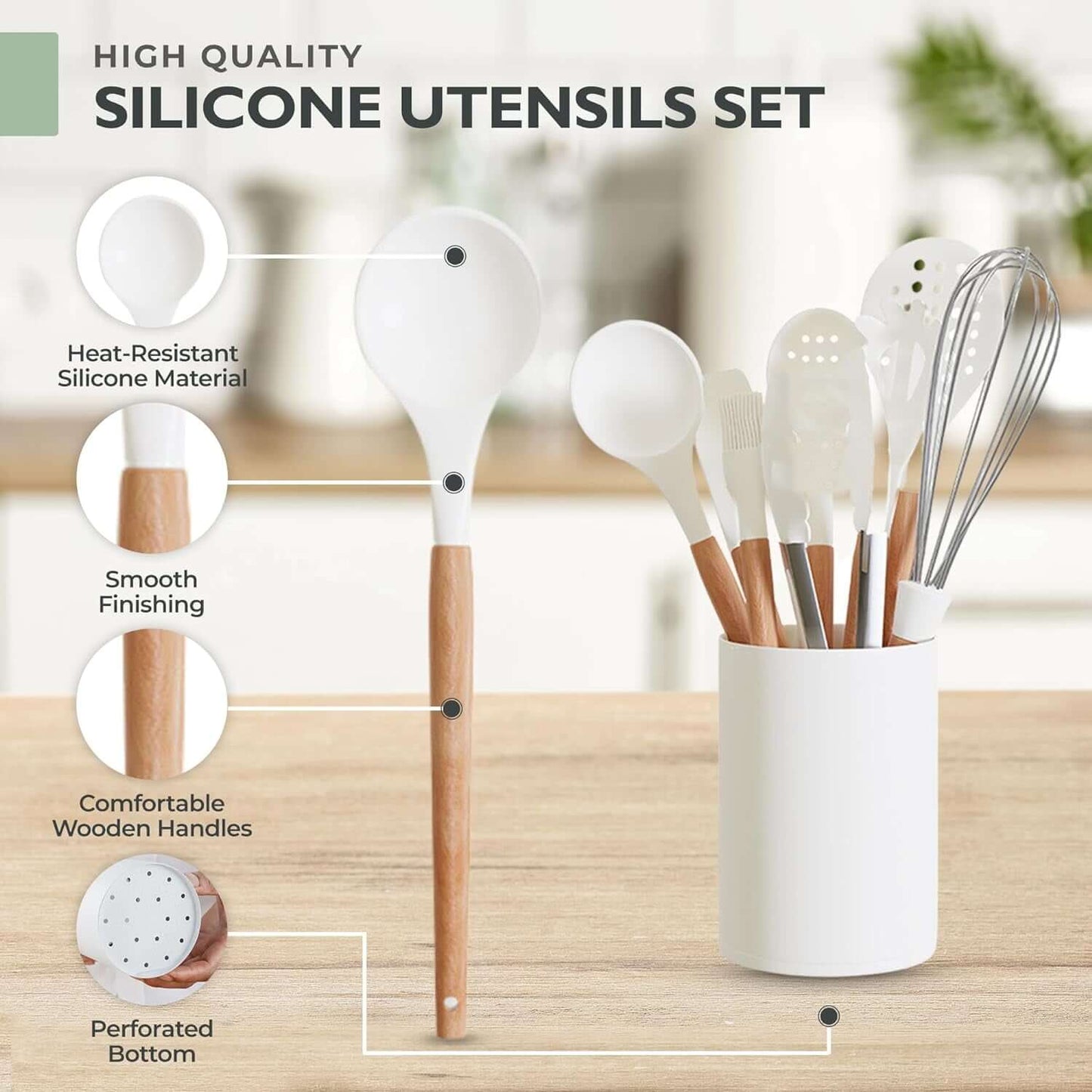 11 - Piece Silicone Kitchen Utensil Set with Holder