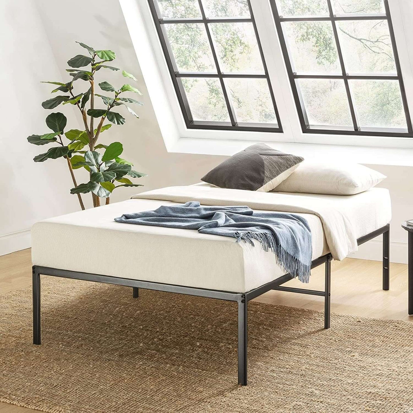 Sturdy Metal Platform Bed with Heavy - Duty Steel Slats