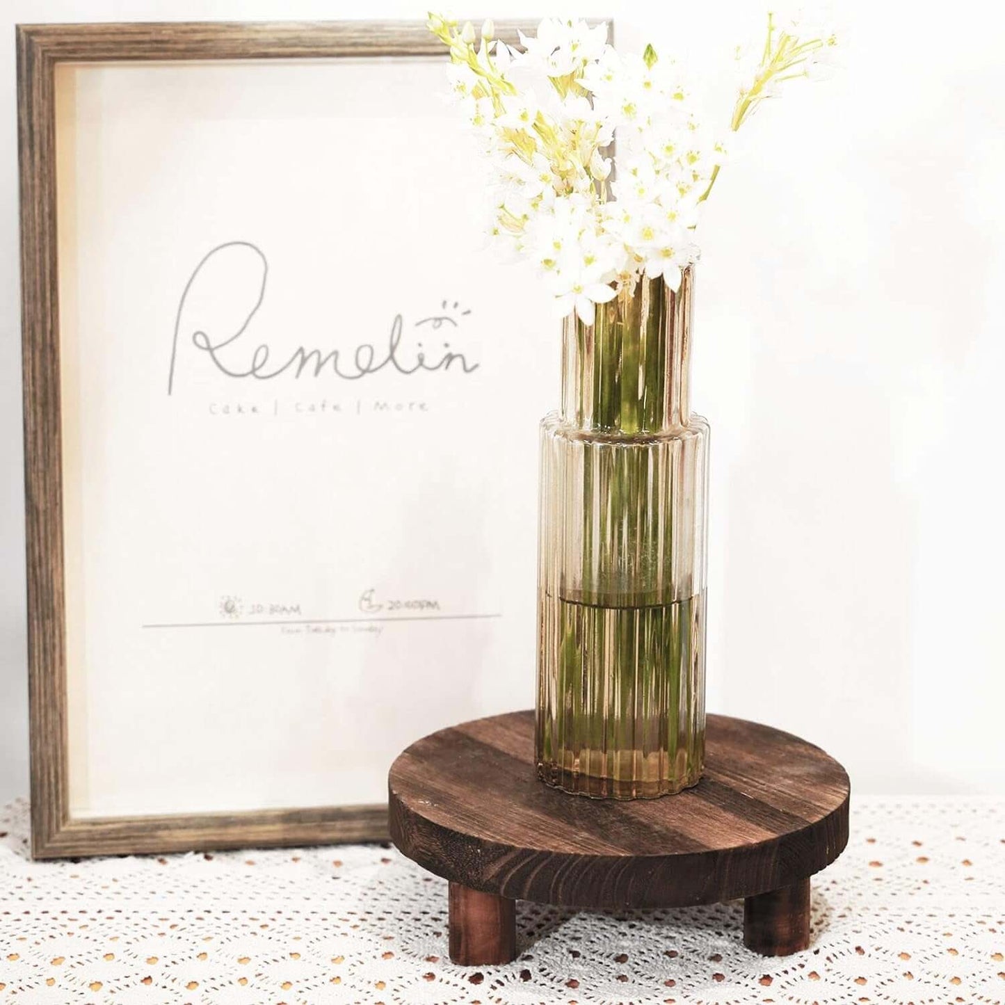 2 - Piece 8.46 Inch Round Wooden Plant Stands