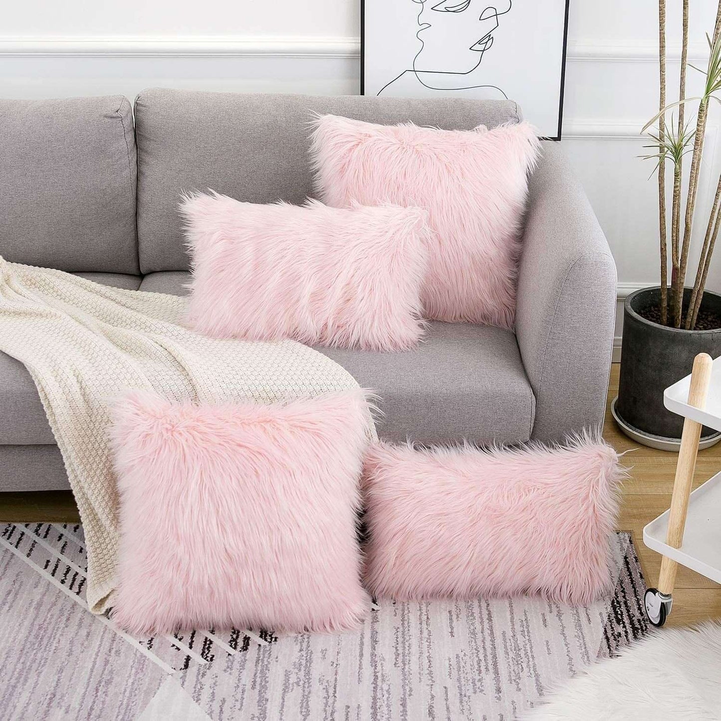 Set of 2 Fluffy Pillow Covers