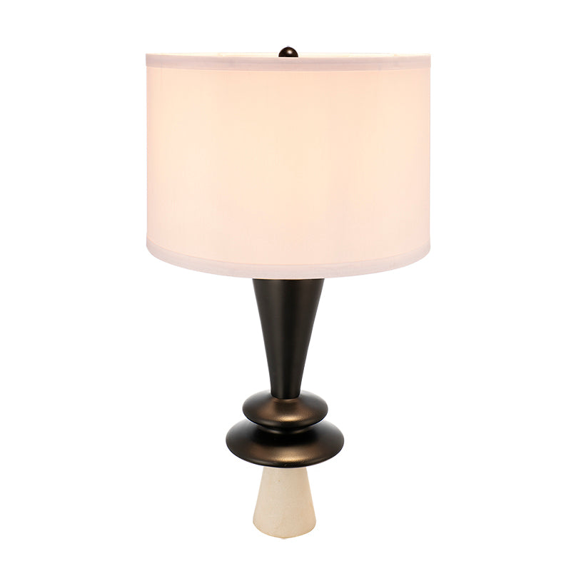 Black Aluminum Table Lamp With Two Discs accents