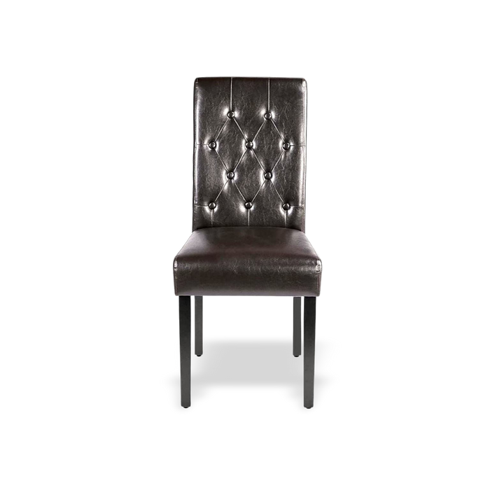 Faux Leather Wood-Frame Dining Chair, Set of 2 Tufted