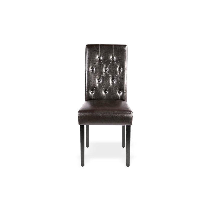 Faux Leather Wood-Frame Dining Chair, Set of 2 Tufted