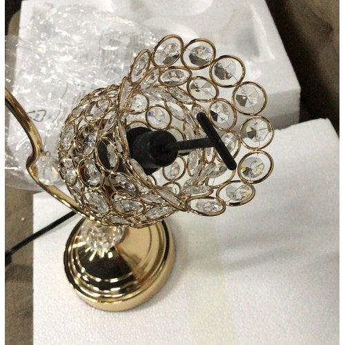 Decorative Rose Gold 2 Flower Horn Table Lamp With Ornate Metal on a white background