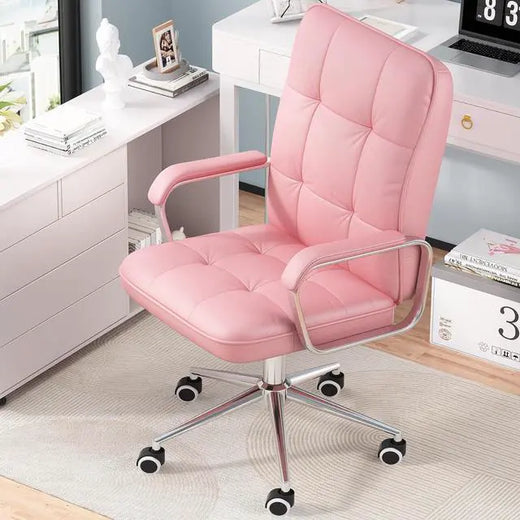 Tufted PU Leather Swivel Ergonomic Desk Chair Tilt