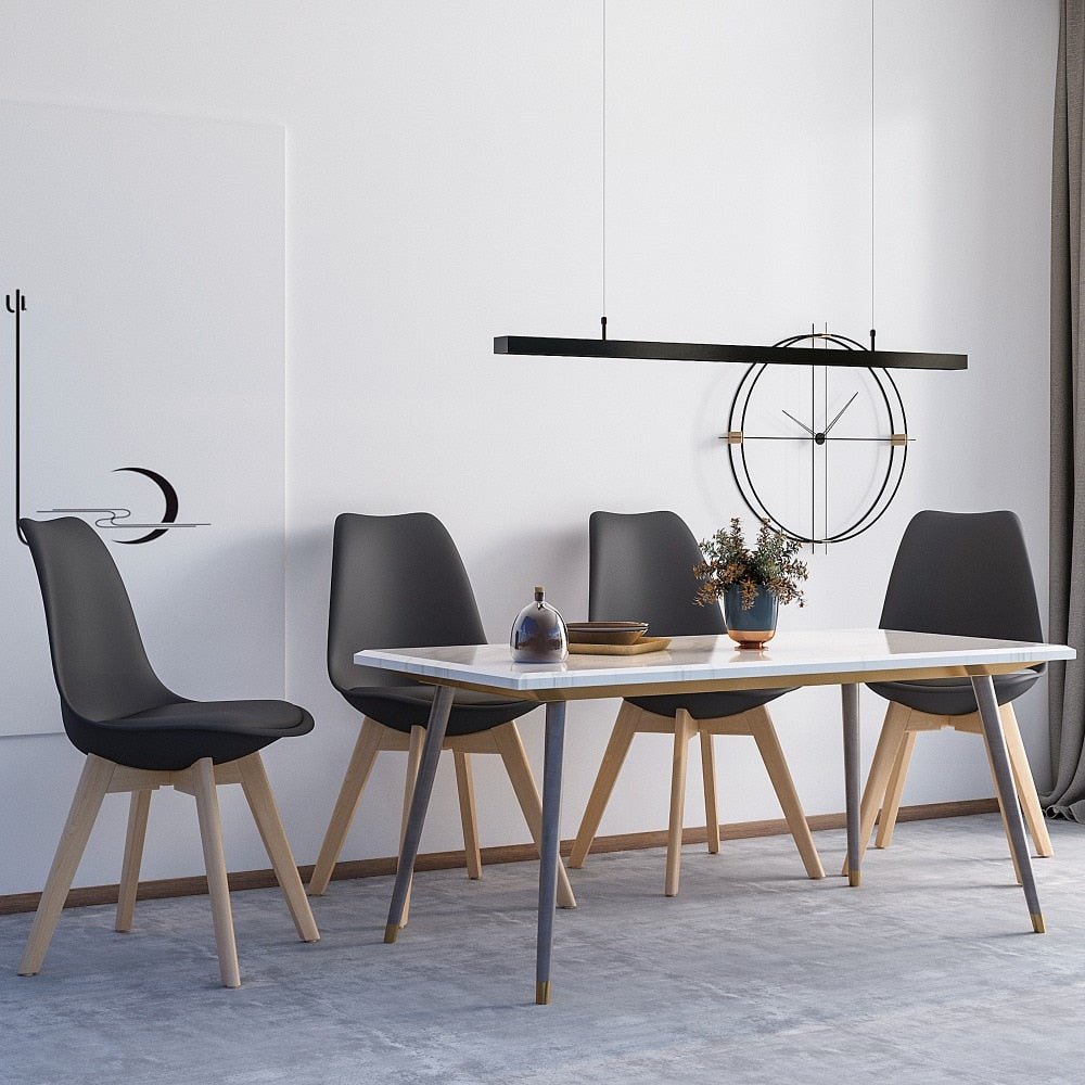 Set of 4 Sleek Black Plastic Shell Dining Chairs