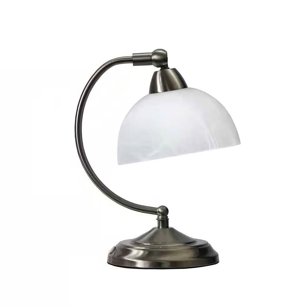 Small Lamp Desk Light With Marbleized White Glass on a white background