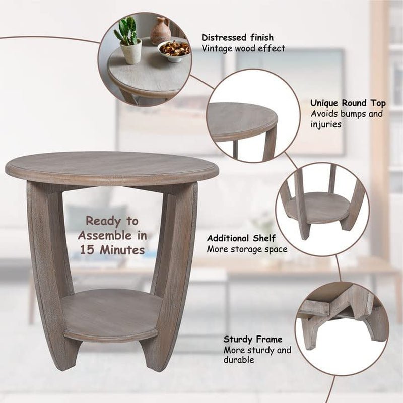 Vintage Coffee Table End Table With Storage Shelf For Rustic Charm