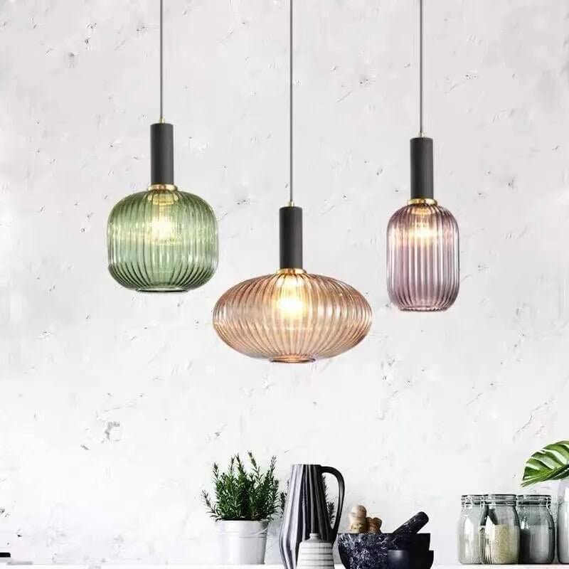 Vintage - Inspired Colorful Glass Pendant Lamp