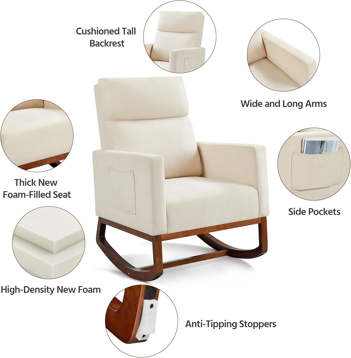 Adirondack Rocking Chair with Side Pocket for Relaxation