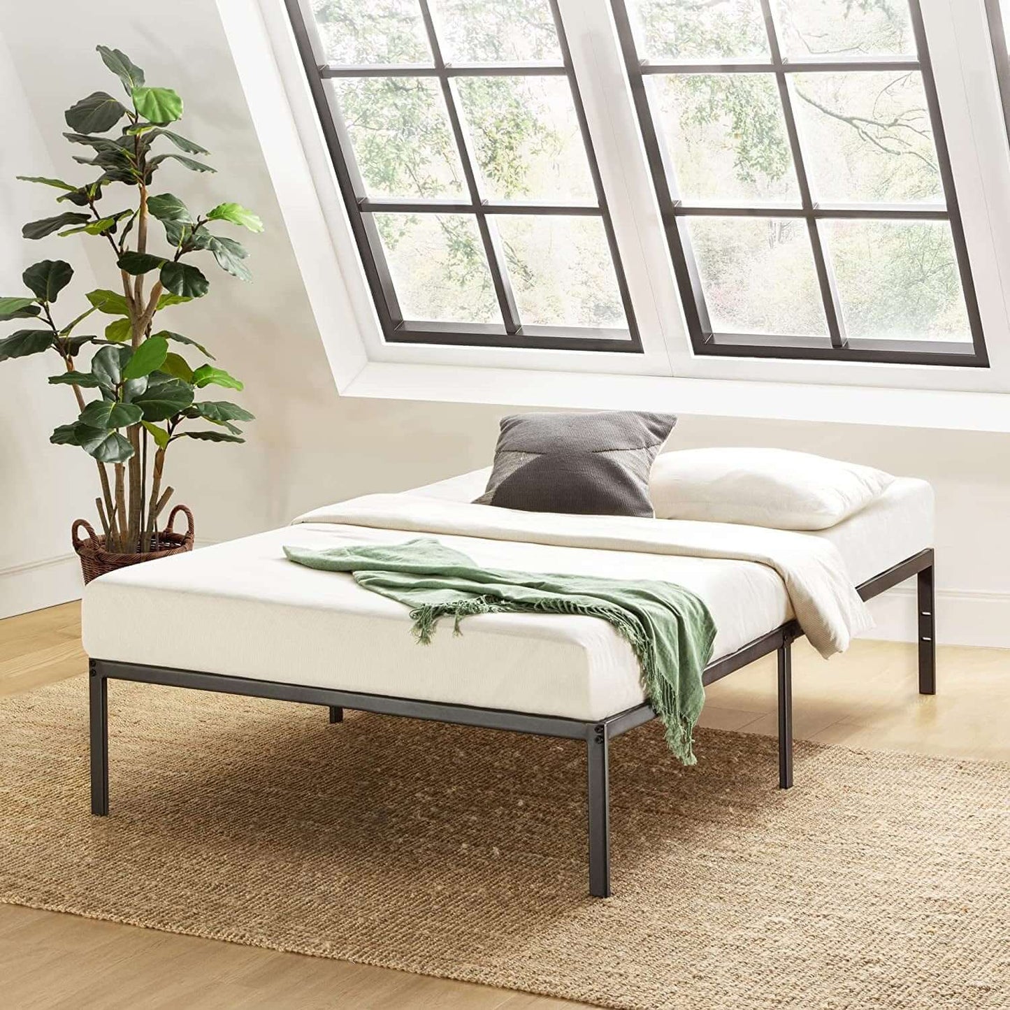 Sturdy Metal Platform Bed with Heavy - Duty Steel Slats