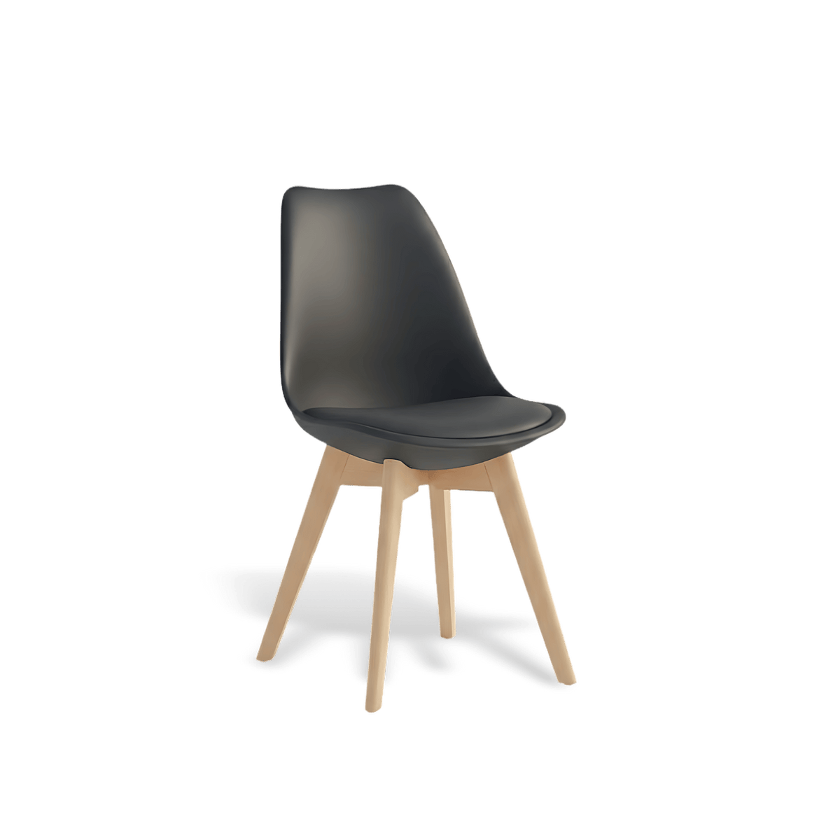 Noir shell wood-leg dining chair on a #f3f3f3 studio background