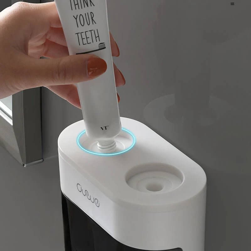 Magnetic Wall - Mounted Toothbrush Holder with Automatic Toothpaste Dispenser