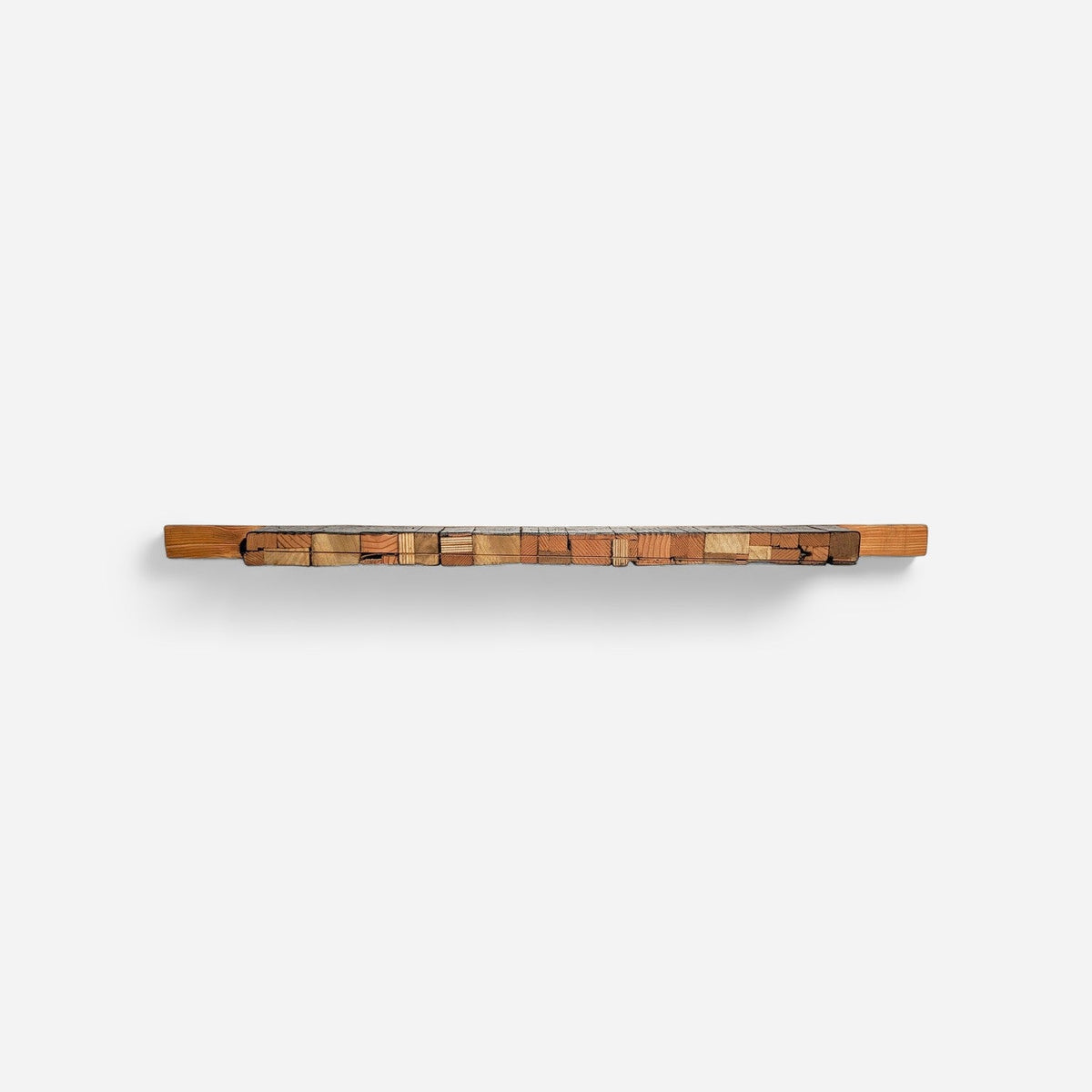 Charred wood wall art, 48 inch linear strip sculpture, front view