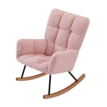 Contemporary Rocking Chair With Soft Boucle Upholstery Comfort