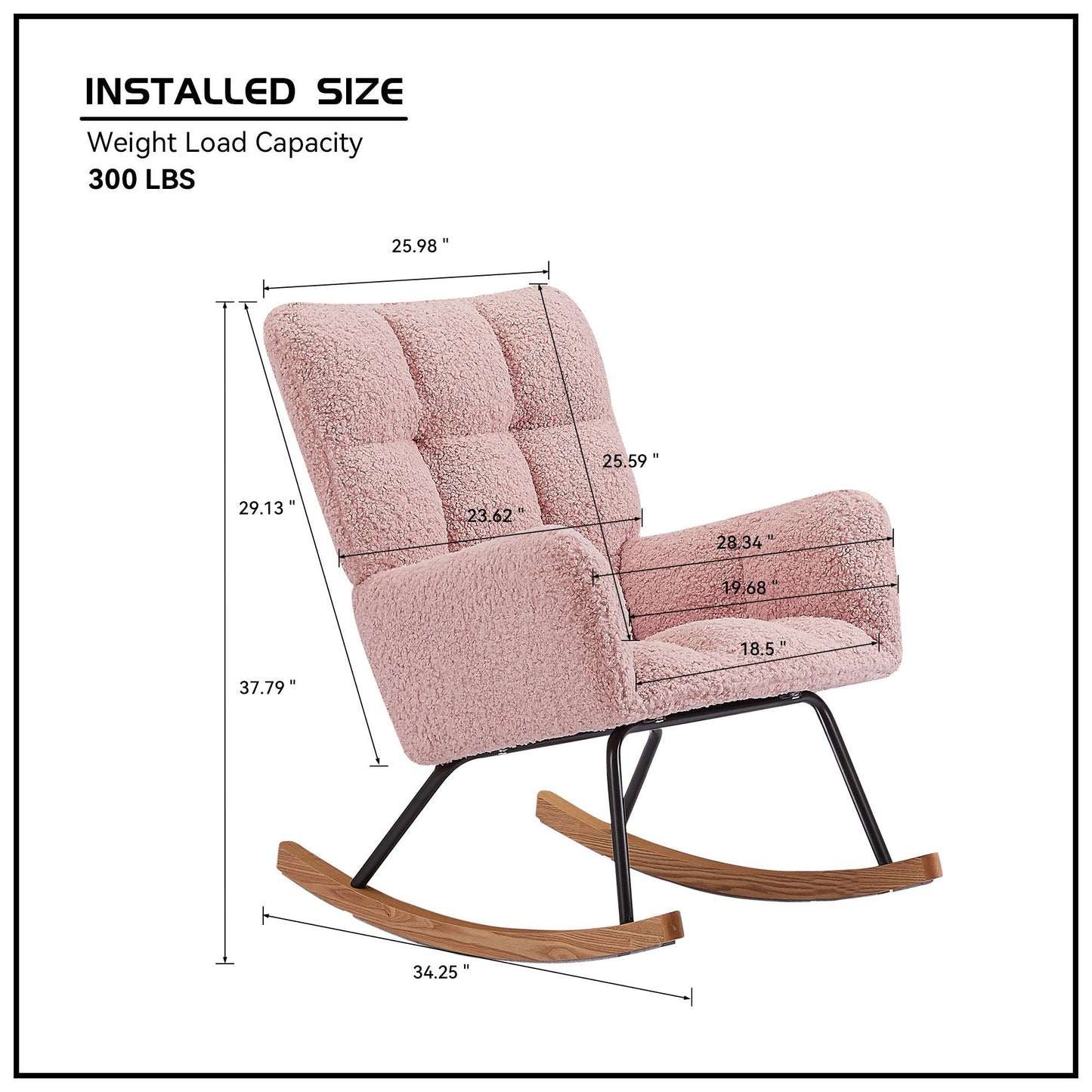 Modern nursery rocking chair size