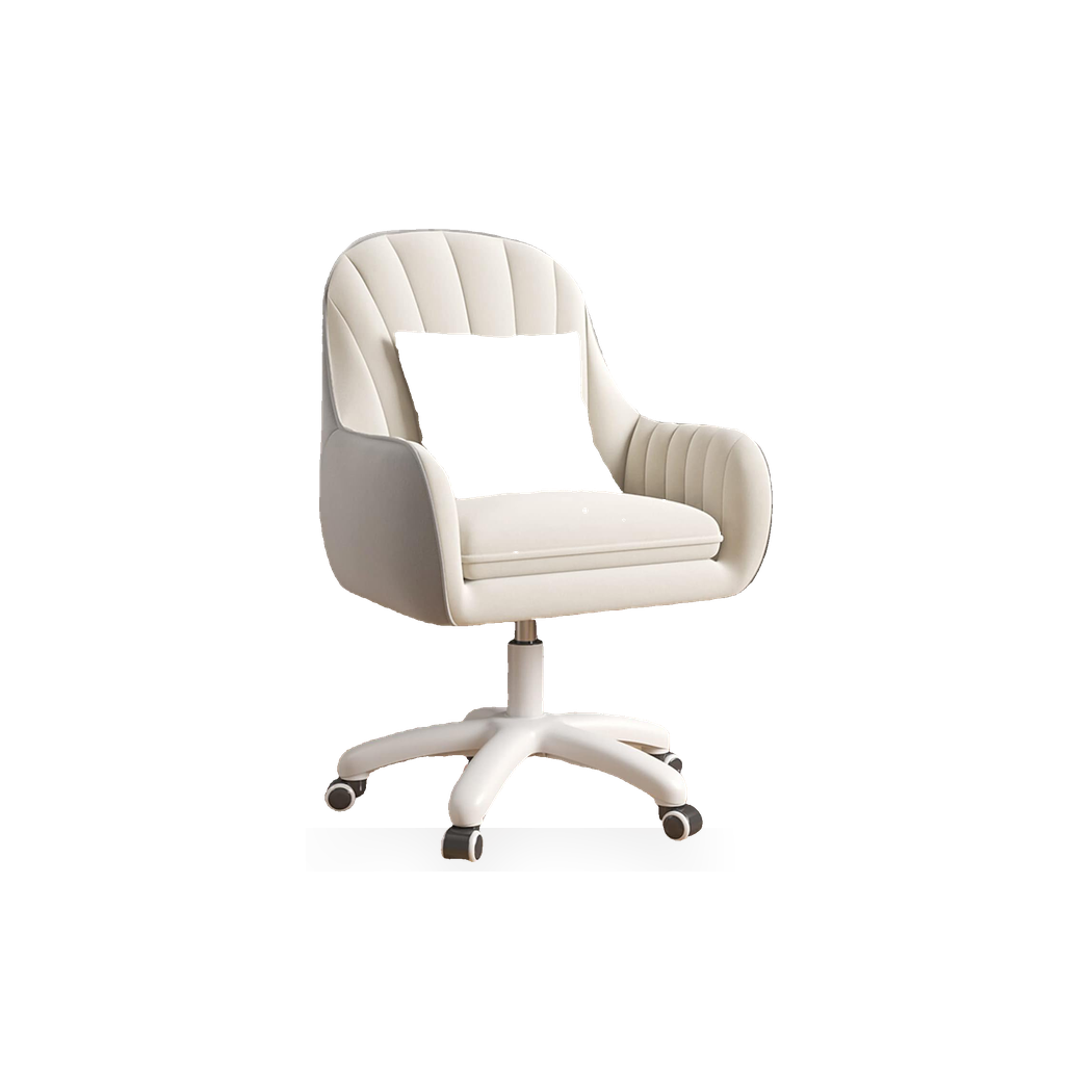 Velvet mid back office chair with adjustable height on a #f3f3f3 studio background