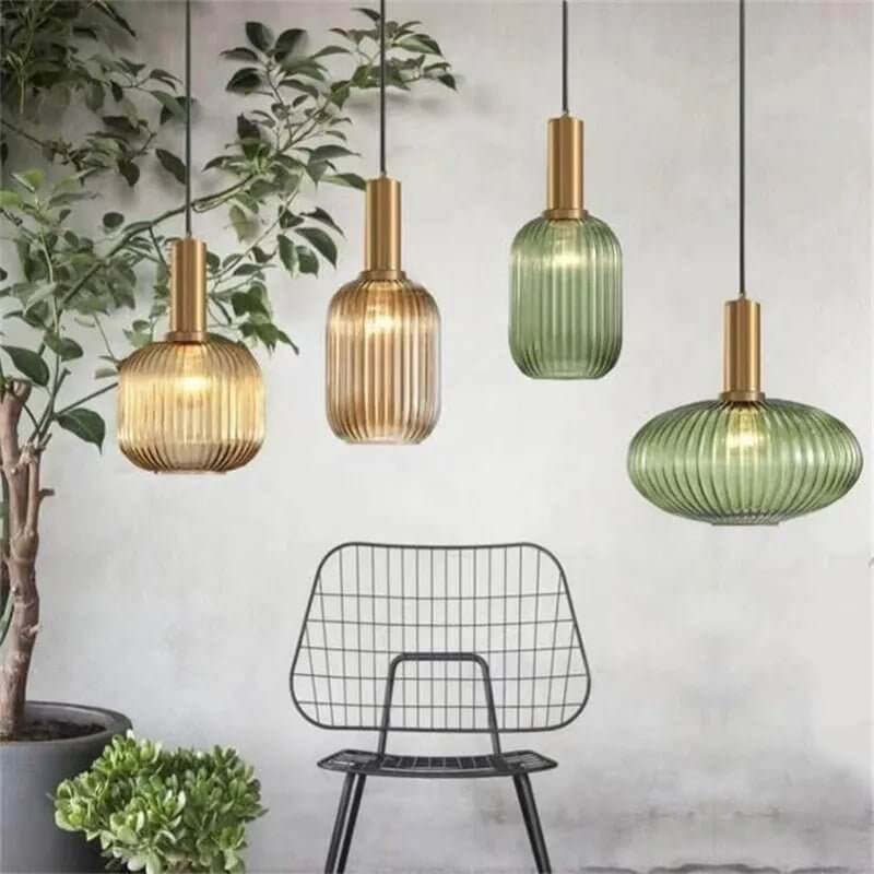 Vintage - Inspired Colorful Glass Pendant Lamp