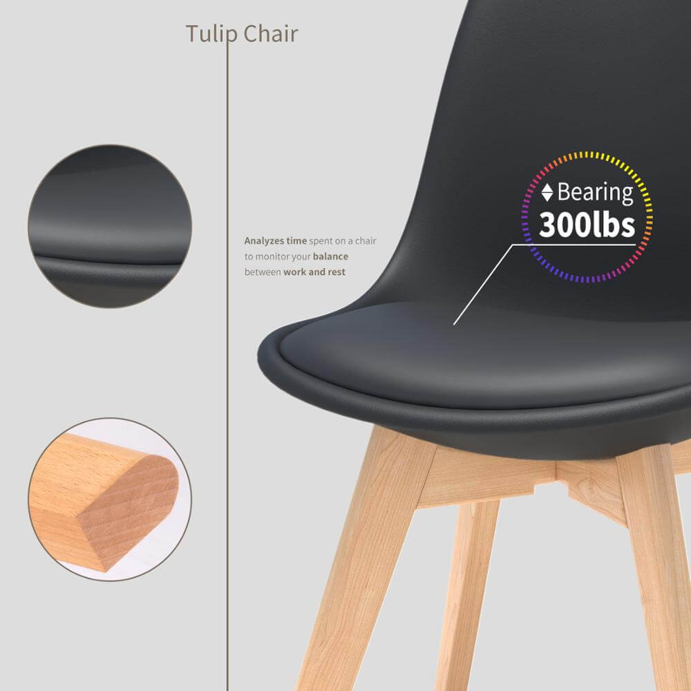 Sleek Black Wood Mid Cent Chairs Shell Seat