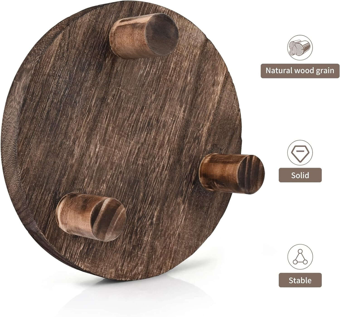 2 - Piece 8.46 Inch Round Wooden Plant Stands