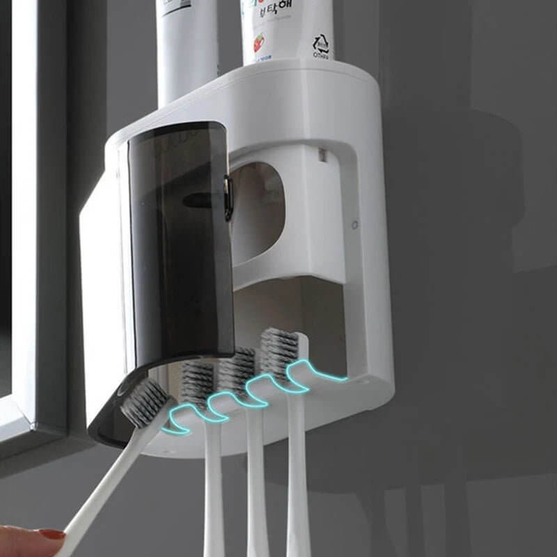 Magnetic Wall - Mounted Toothbrush Holder with Automatic Toothpaste Dispenser
