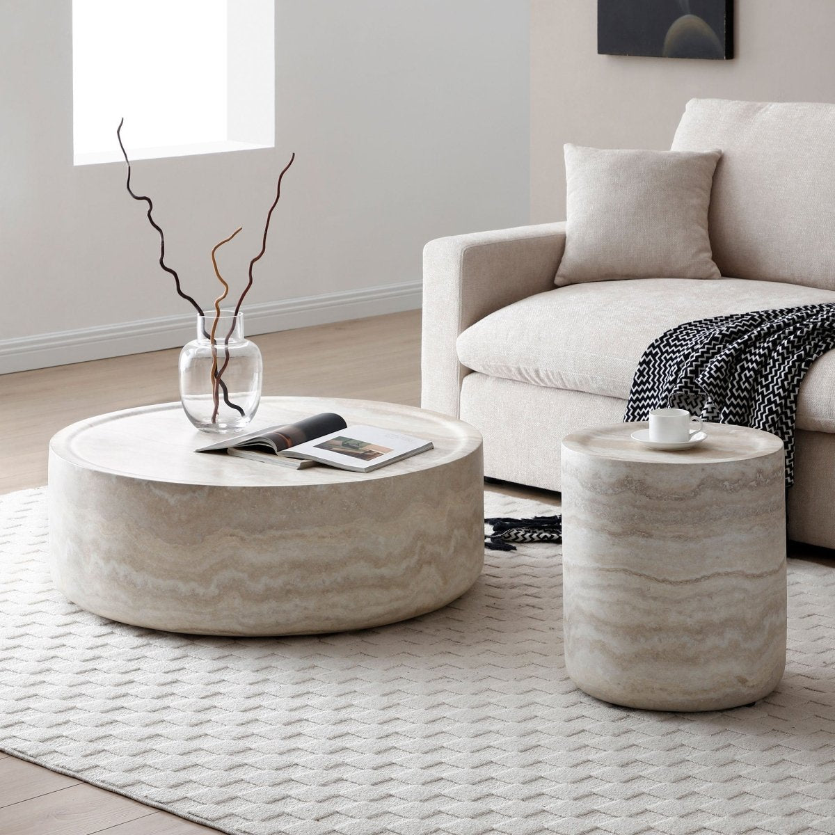 circular coffee table with storage set of 2