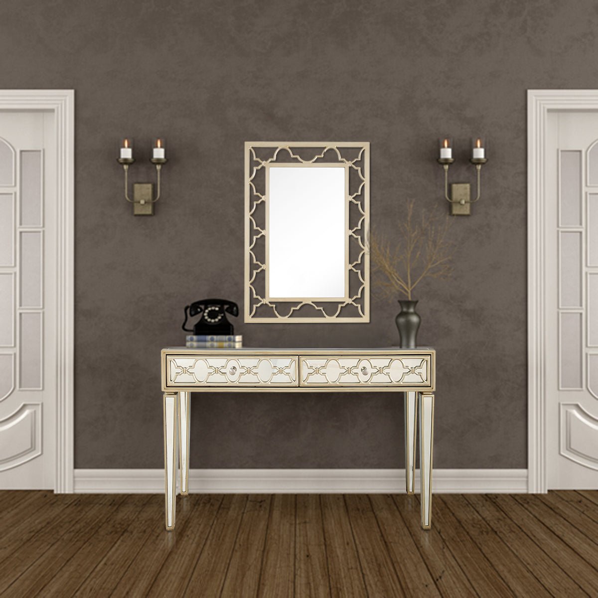 Elegant Dresser And Mirror With Eye Catching Design Drawers