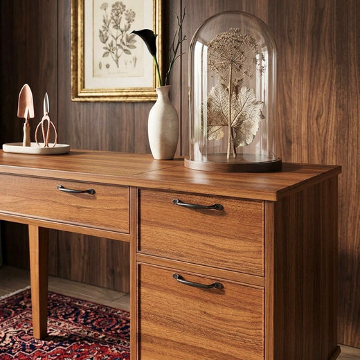 Elite Walnut Executive Writing Desk with Storage Drawers