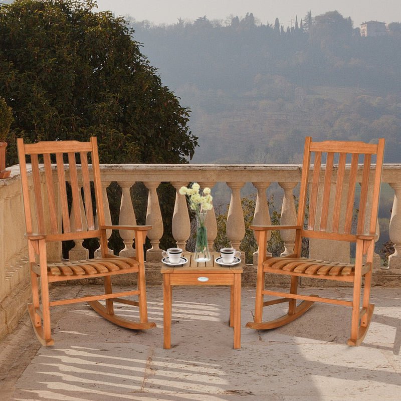 Elegant Eucalyptus Rocking Chair Set with Table
