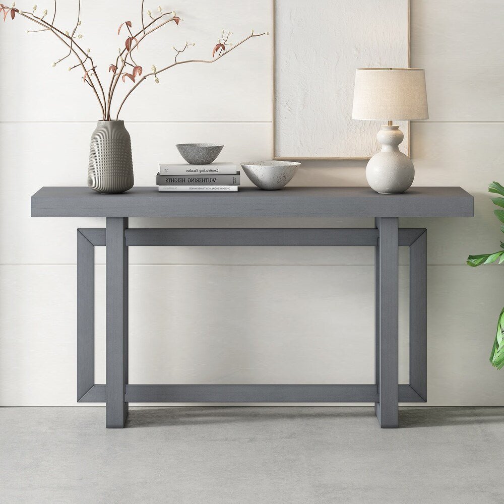 Extra Long Vintage Console Table with Solid Wood Top
