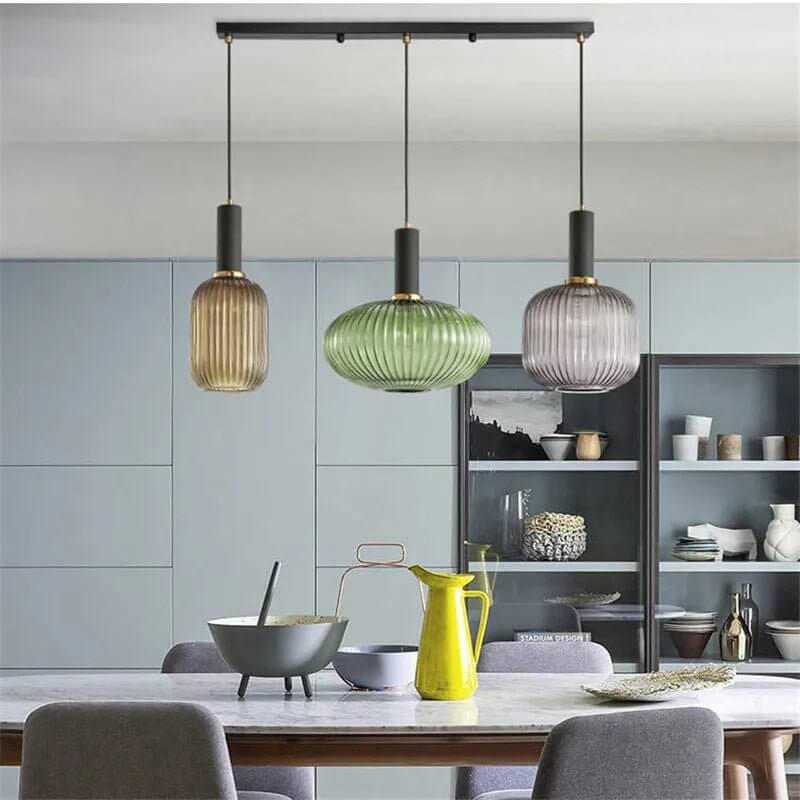 Vintage - Inspired Colorful Glass Pendant Lamp