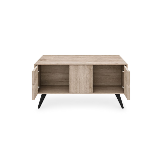 coffee table with diamond cutout doors