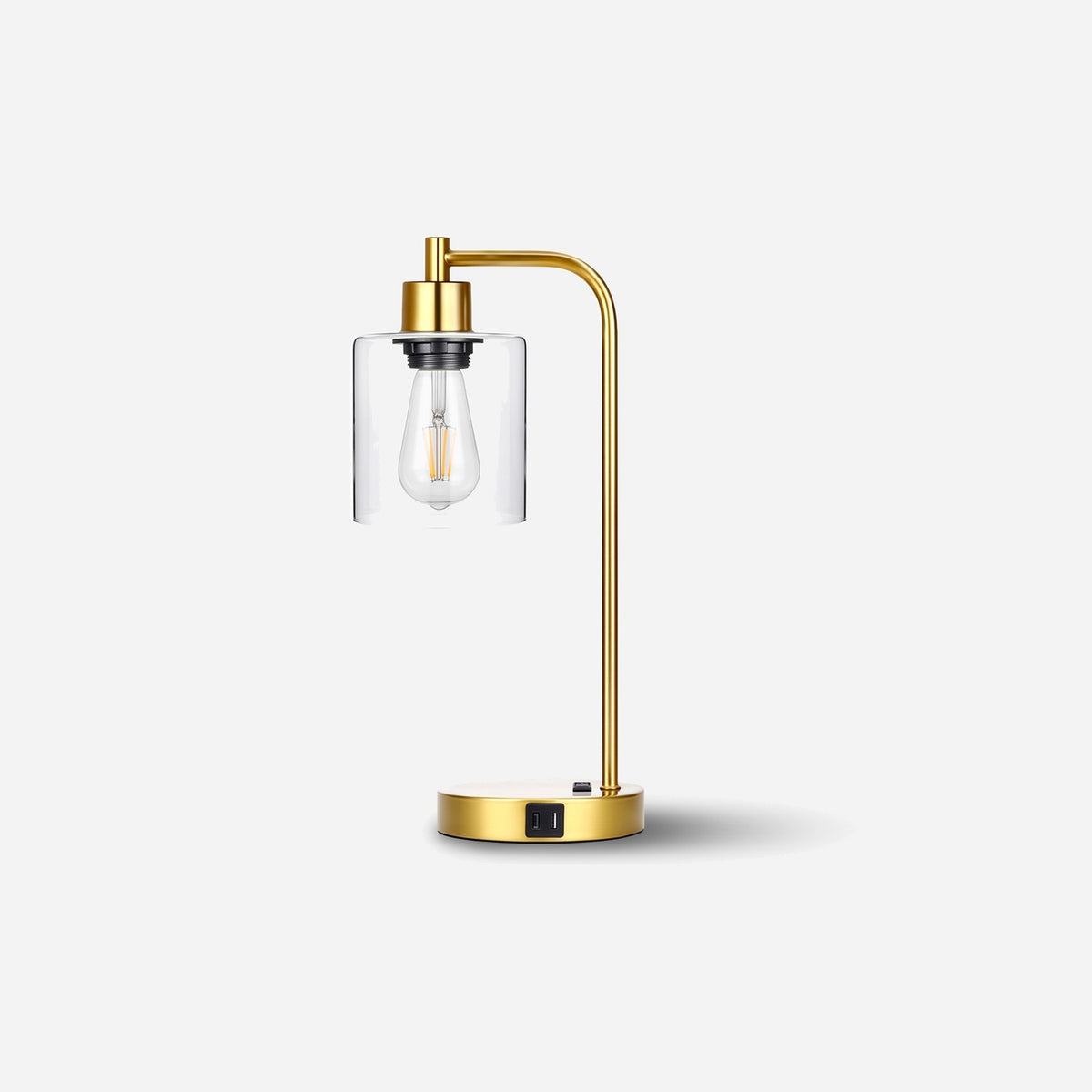 Gold table lamps set of 2 on a #f3f3f3 studio background