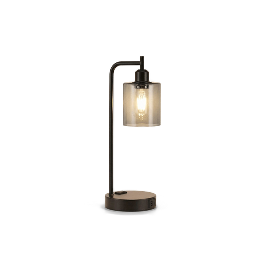 Dimmable table lamps with USB ports on a #f3f3f3 studio background
