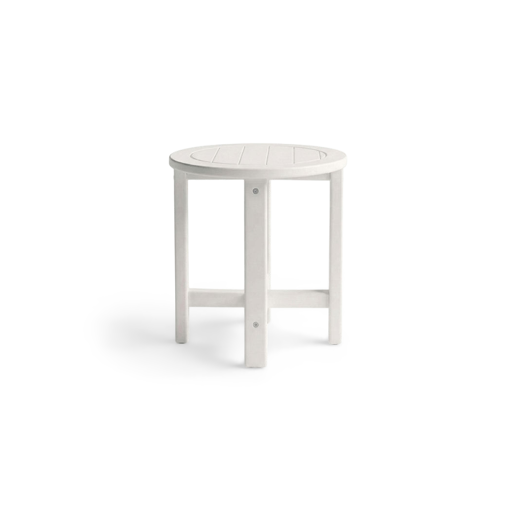 Premium all-weather circular accent table on a #f3f3f3 studio background